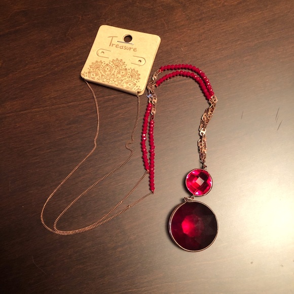 ❤️ Faceted Faux Red Gem Statement Necklace❤️ - Picture 1 of 12